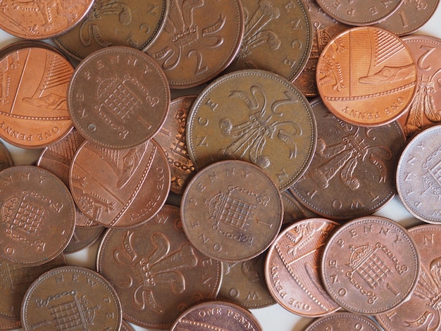 Penny and Pence coins United Kingdom