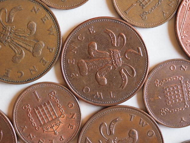 Penny and Pence coins United Kingdom