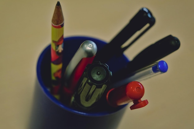 Photo pens and pencil in deck organizer