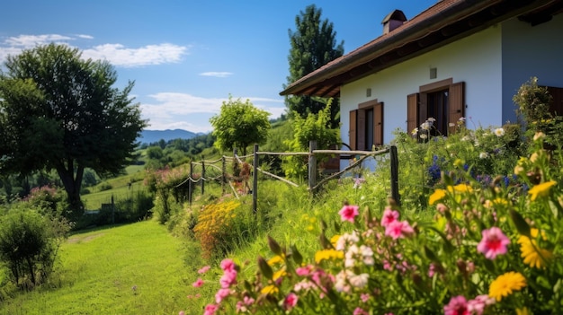 Pension overlooking fields of wildflowers and serene natural beauty