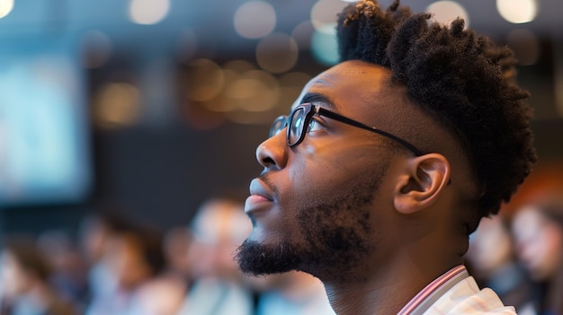 Pensive African American at Professional Event