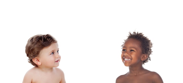 Pensive children isolated on a white background