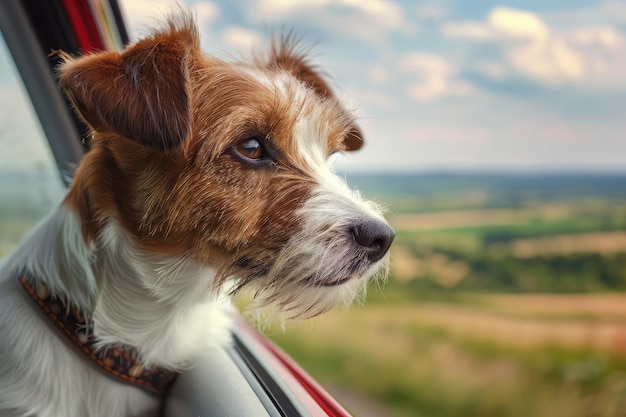 静かな田舎の道で風を楽しむ考え深い犬 生成的なAI