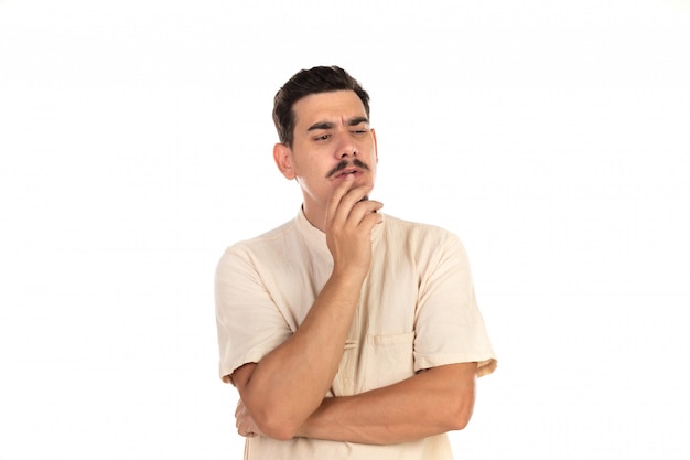 Pensive guy with moustache