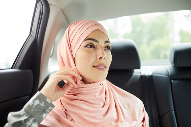 Pensive middle-eastern lady in hijab