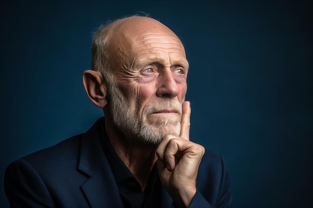 Photo pensive senior man pondering retirement and healthcare challenges facing memory loss