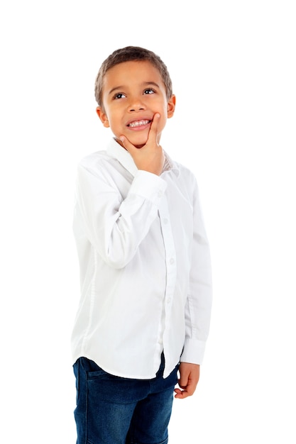 Pensive small child with t-shirt 