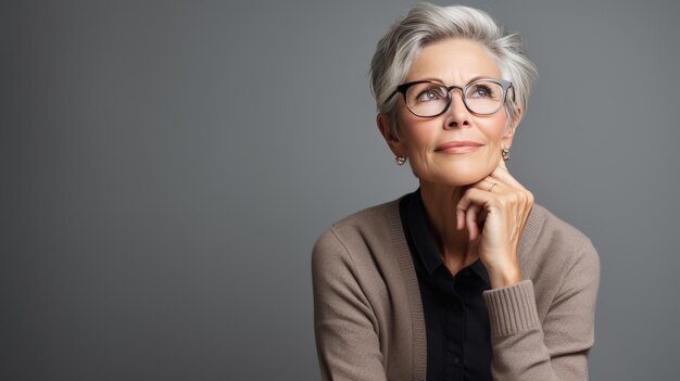 Pensive woman on a dark background