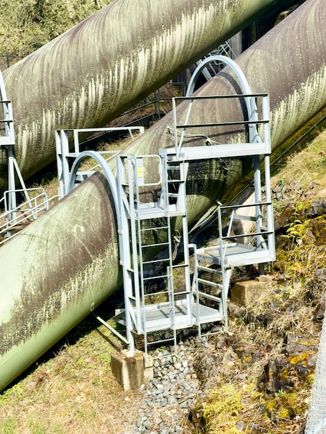 Foto penstocks bij de waterkrachtcentrale van snoqualmie falls