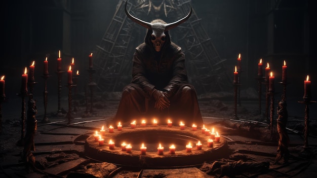 Фото Пентаграмма и свечи, призыв демона