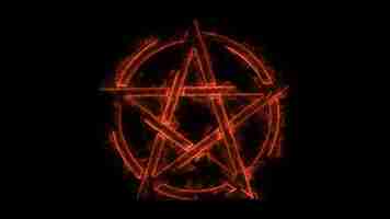 Photo pentagram isolated vector occultism symbol star in circle pentacle fire effect star amulet