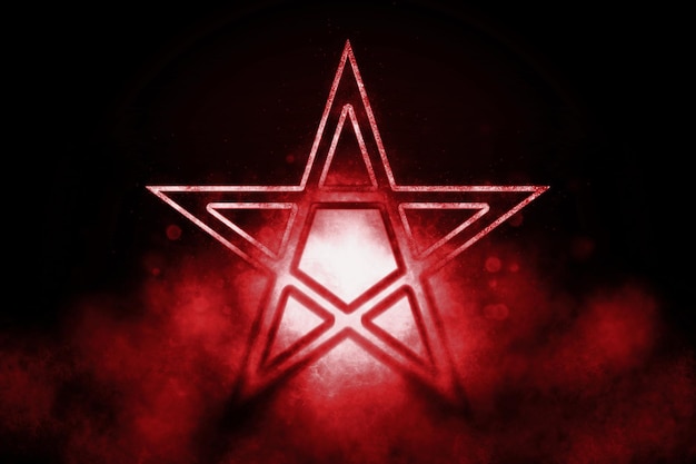 Photo pentagram symbol, five pointed star, satanism, blue symbol