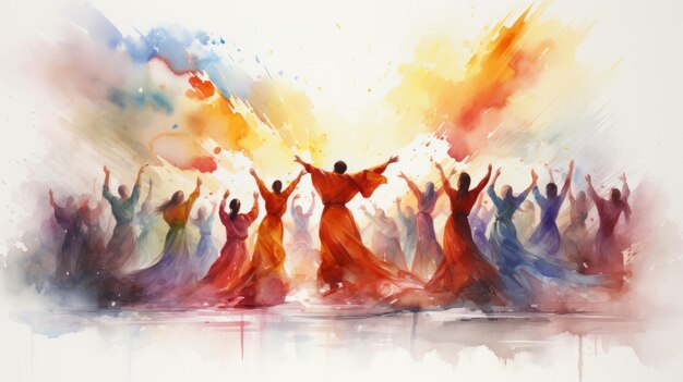 Pentecost Festival Commemorate the Lord May 19 Watercolor style Generative AI