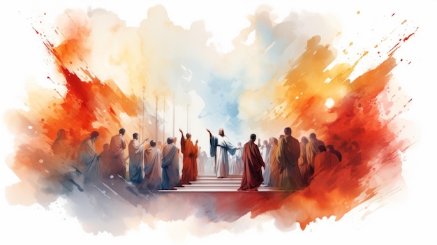 Pentecost Festival Commemorate the Lord May 19 Watercolor style Generative AI