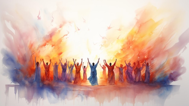 Pentecost Festival Commemorate the Lord May 19 Watercolor style Generative AI