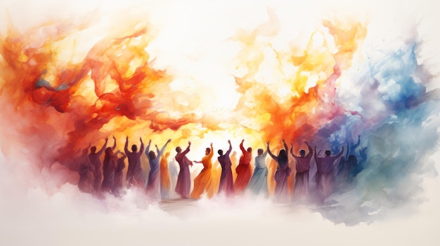 Pentecost Festival Commemorate the Lord May 19 Watercolor style Generative AI
