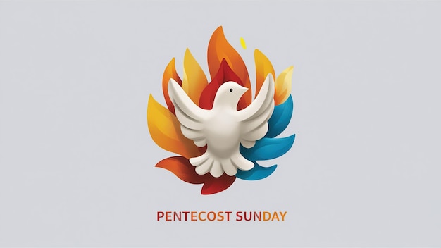 Pentecost Sunday banner with Holy Spirit in flame Generative Ai