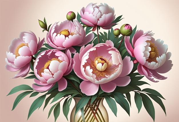 Photo peonies in a vase on a pink background