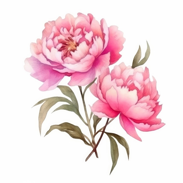 Peony aquarel bloem Illustratie AI GenerativexA