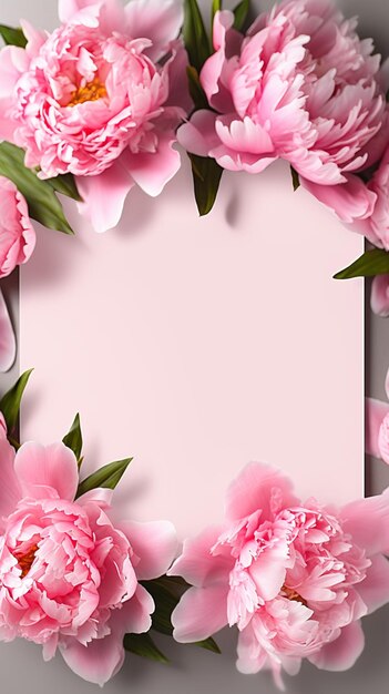 Элегантность пиона Праздничный фон с розовыми пионами и пустым листом Вертикальные мобильные обои