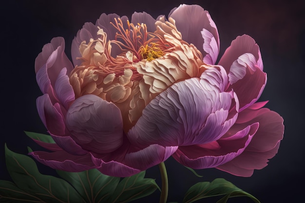 Peony flower natural background Illustration AI Generative