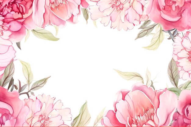 peony flowers border frame background