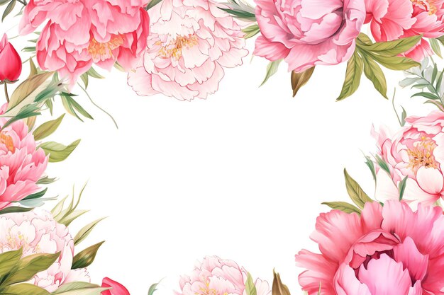 peony flowers border frame background