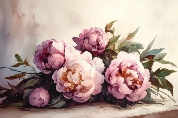 Peony flowers bud Generate Ai