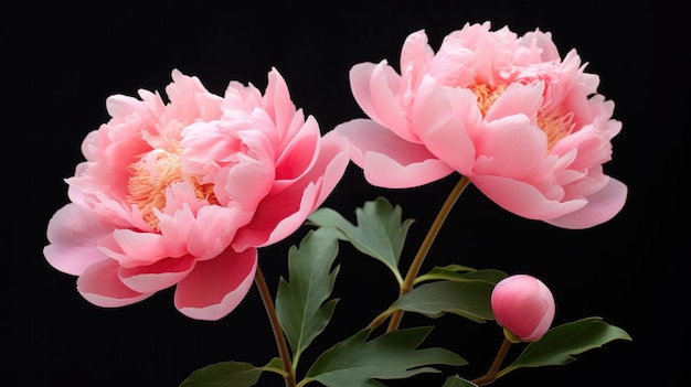 Peony flowers on dark background