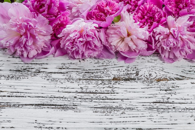 Peony flowers in rustic style