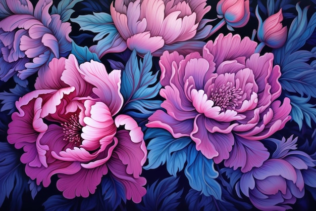 Peony natuurlijke achtergrond Illustratie AI generatief