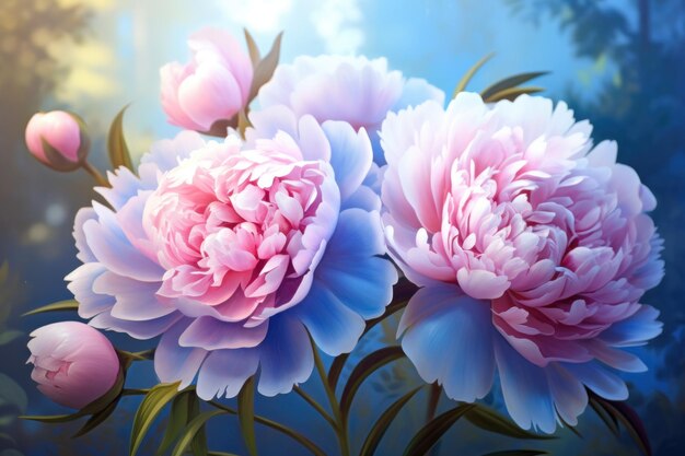 Peony natuurlijke achtergrond Illustratie AI generatief