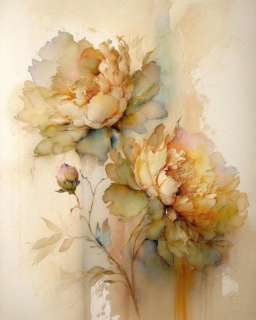 Peony painting by person.