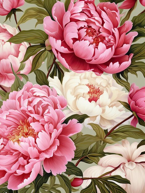 Peony realistic illustration background