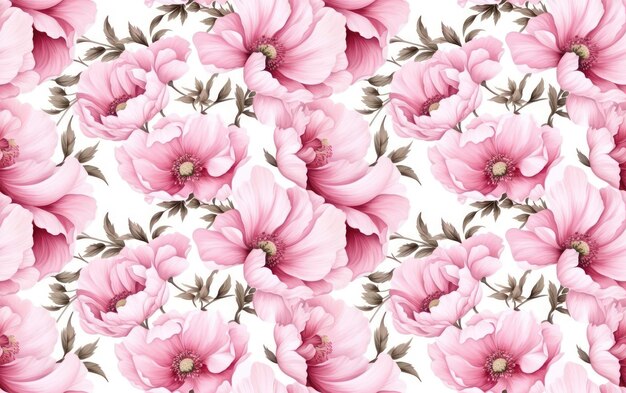 Peony Watercolor Seamless Pattern Background