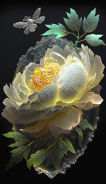 A peony with a flower on it