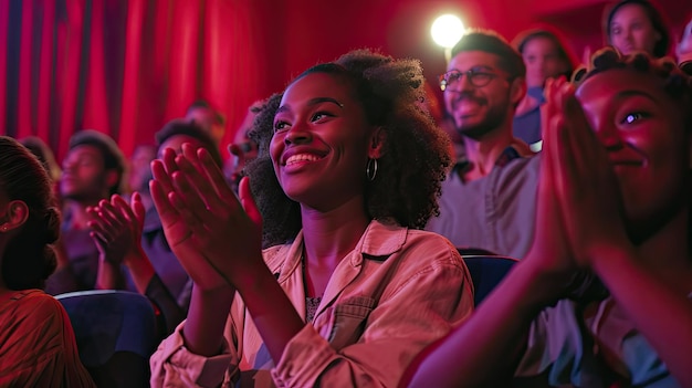 People applauding in the movie theater Standing ovation