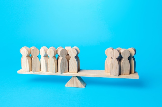 people are divided into two unequal groups on the scales concept of democracy
