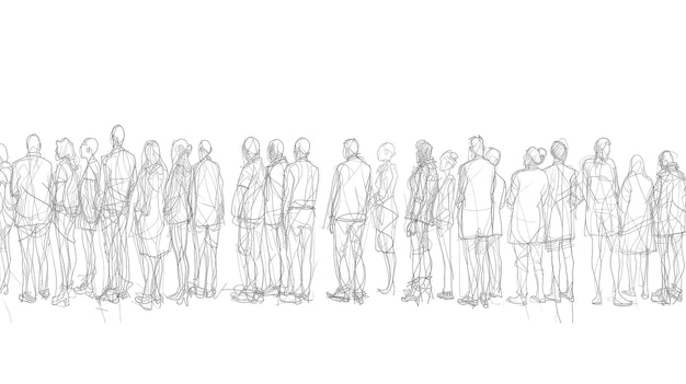 Photo people are standing in line silhouettes of people sketch diverse group of standing people