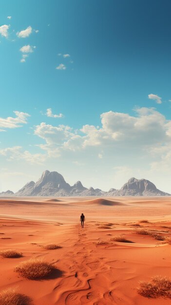 Фото Люди гуляют по огромной пустыне.