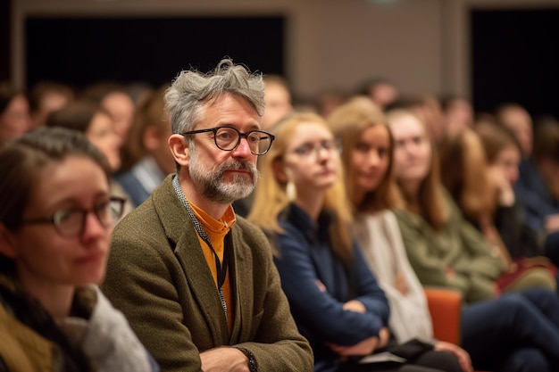 People in the audience listening at a workshop and meeting