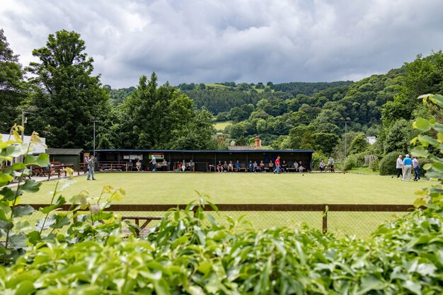 People at the bowls club in Llangollen, Wales