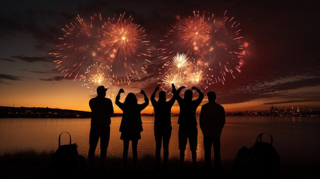 People capturing heart shaped fireworks during a July 4th celebration in Boston MA