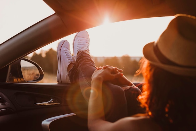 People in car against sky