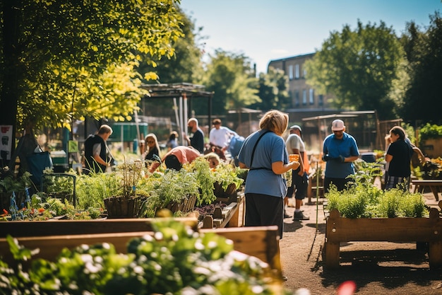 People Caring for Plants in a Community Garden Generative Ai