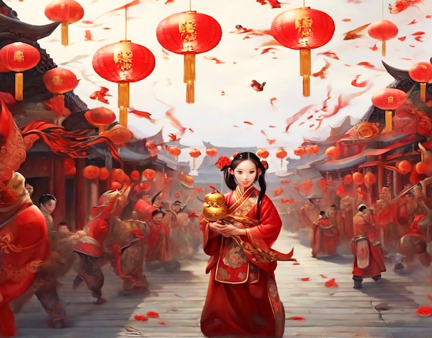 People celebrating Chinese New Year