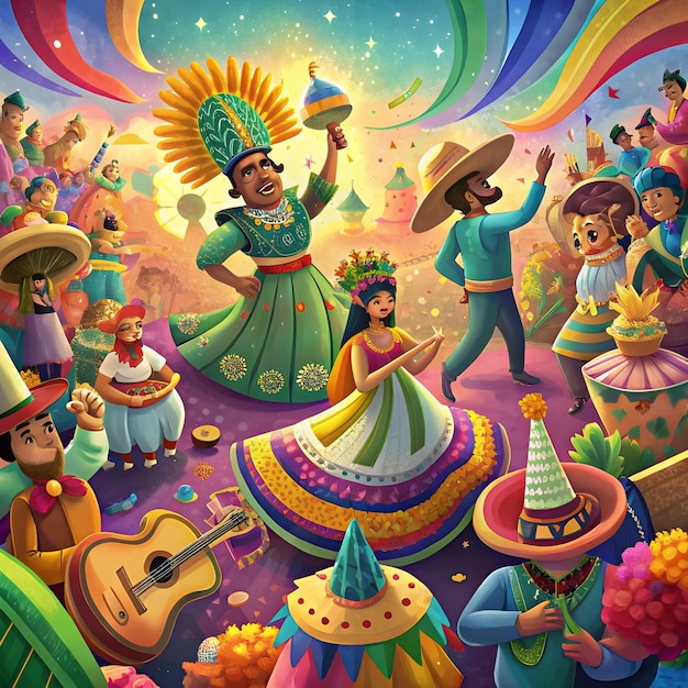 Люди празднуют Cinco de Mayo концептуальная иллюстрация