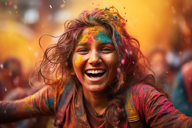 People celebrating Holi festival together