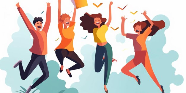 people celebrating illustration background