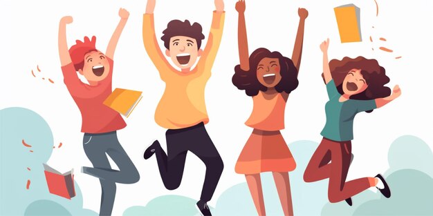 people celebrating illustration background